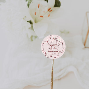 Sticker Rond Doodle Rétro Fantaisiste   Mariage  