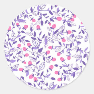 Sticker Rond Doodles floraux rose et violet