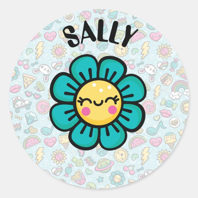 Sticker Rond Doodles totalement mignons (Devant)