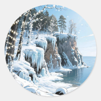 Sticker Rond Door County Wisconsin Winter Christmas