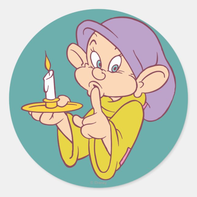Sticker Rond Dopey tenant une bougie (Devant)