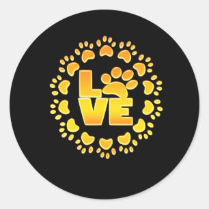 Sticker Rond Doré décoration chien patte brillant imprimé noir