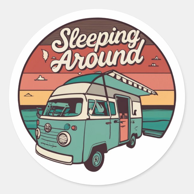 Sticker Rond Dormir Autour Du Camping (Devant)