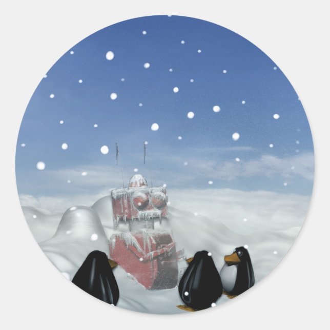 Sticker Rond Dormir avec l'autocollant des pingouins (Devant)