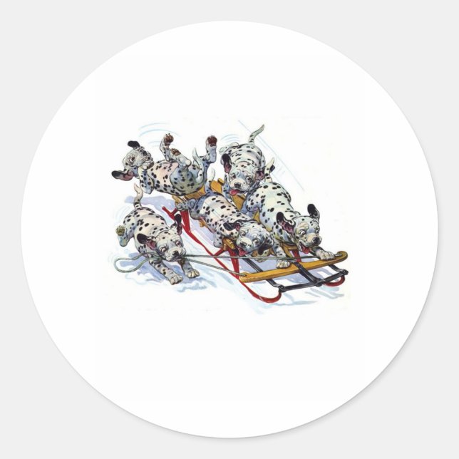 Sticker Rond Dormir les petits dalmatiens (Devant)