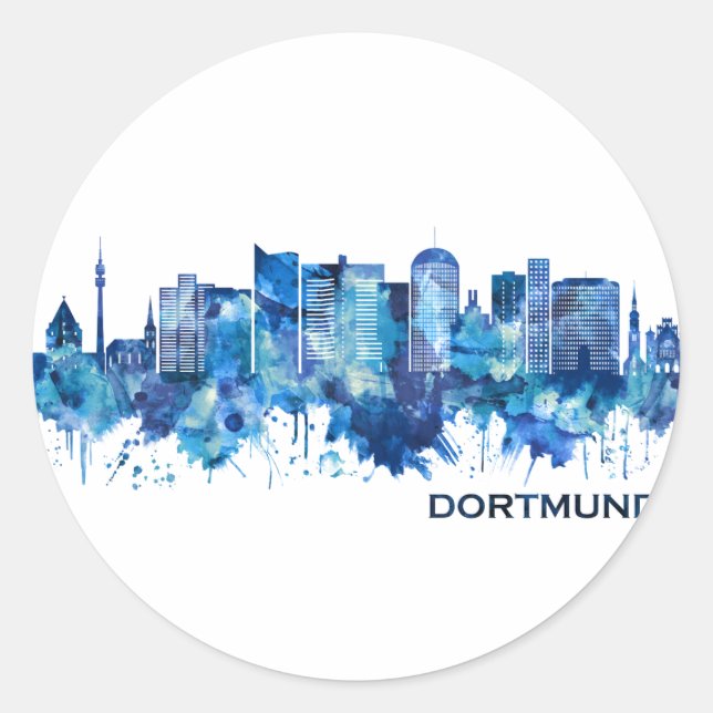 Sticker Rond Dortmund Allemagne Skyline Blue (Devant)