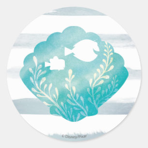 Sticker Rond Dory et Nemo  Graphique de la coque aquarelle