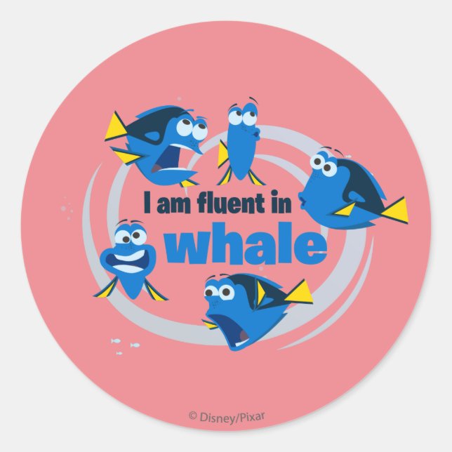 Sticker Rond Dory | Je suis Fluent in Whale (Devant)