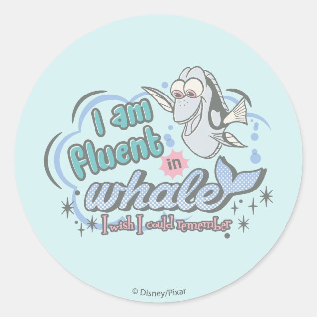 Sticker Rond Dory | Je suis Fluent in Whale Comic (Devant)