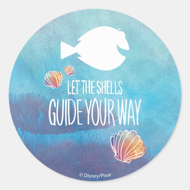 Sticker Rond Dory | Laissez les coquilles guider votre chemin (Devant)
