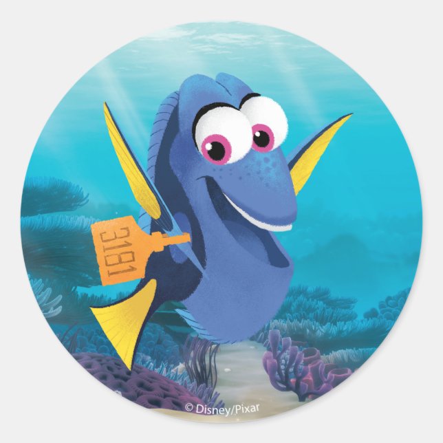 Sticker Rond Dory | Recherche de qui (Devant)