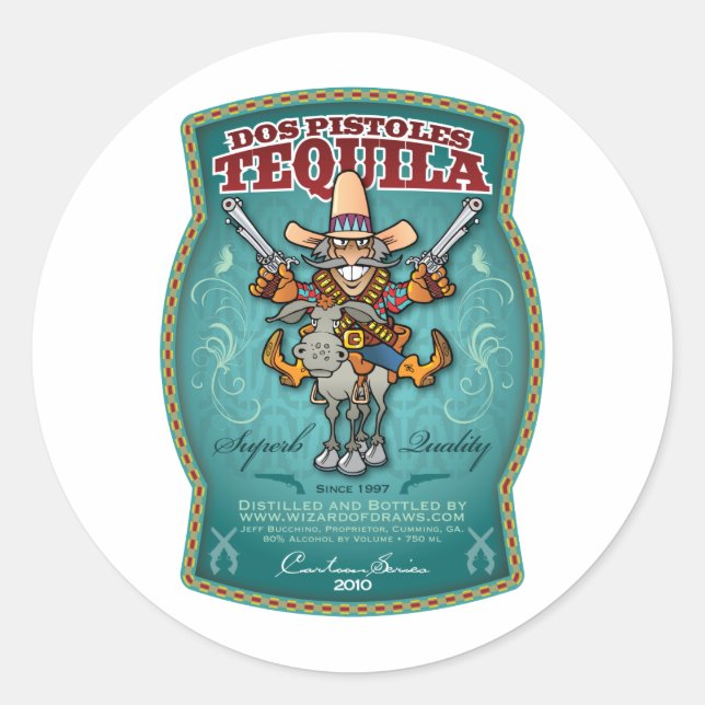 Sticker Rond Dos Pistoles Tequila (Devant)
