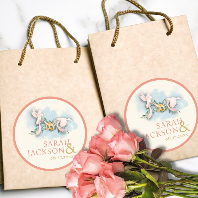 Sticker Rond Doses romantiques Coral Mariage (Créateur téléchargé)