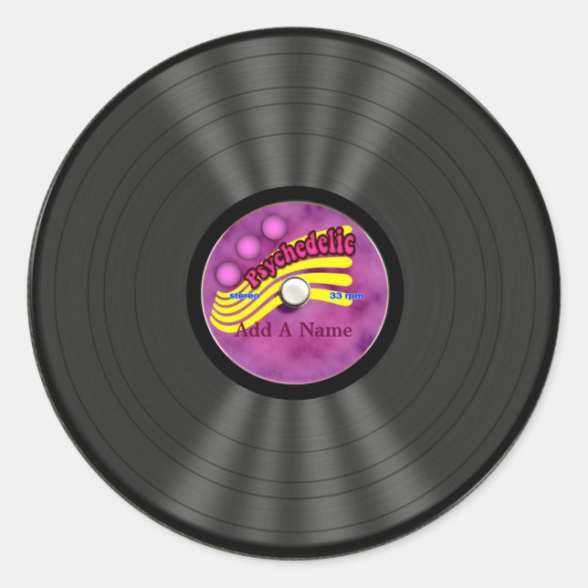Sticker Rond Dossier de vinyle psychédélique personnalisé (Devant)