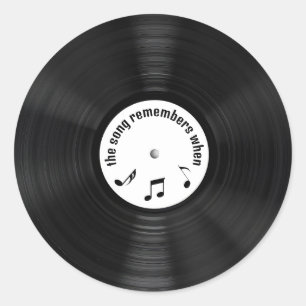 Sticker Rond Dossier Vinyle Noir Avec Titre De Chanson