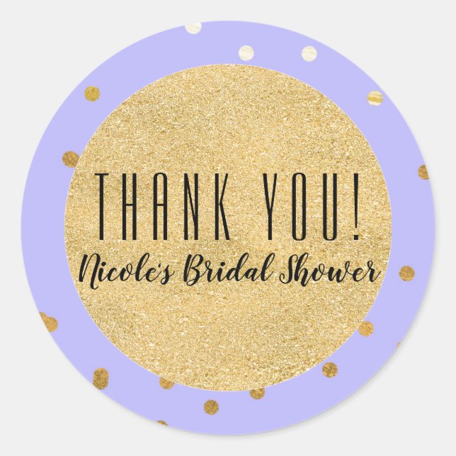 Sticker Rond Dots Confetti Purple & Or Confetti Moderne Favoris (Devant)