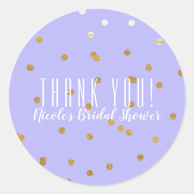 Sticker Rond Dots Confetti Purple & Or Confetti Moderne Favoris (Devant)