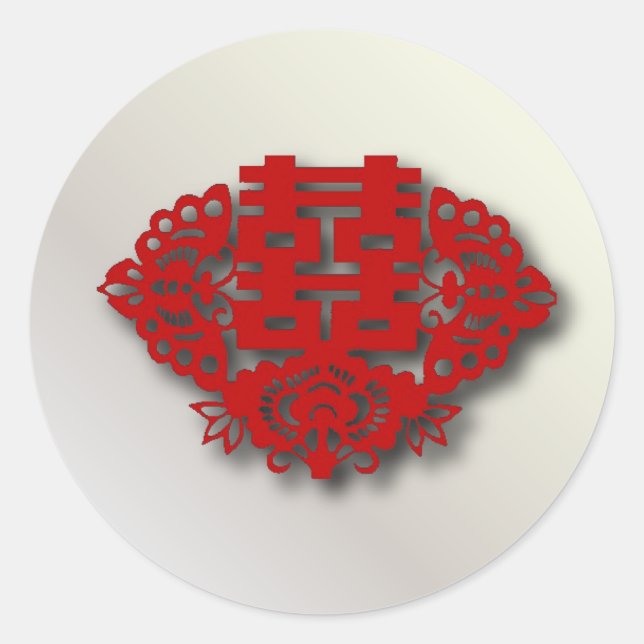 Sticker Rond Double bonheur rouge Mariage chinois (Devant)