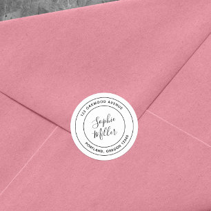 Sticker Rond Double bordure moderne Adresse de retour