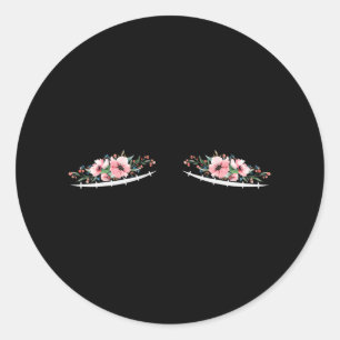 Sticker Rond Double cicatrices de mastectomie avec fleurs Cance