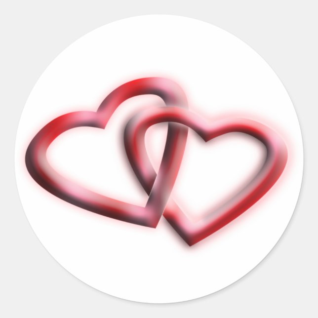 Sticker Rond Double coeur Valentine's Day cadeau (Devant)
