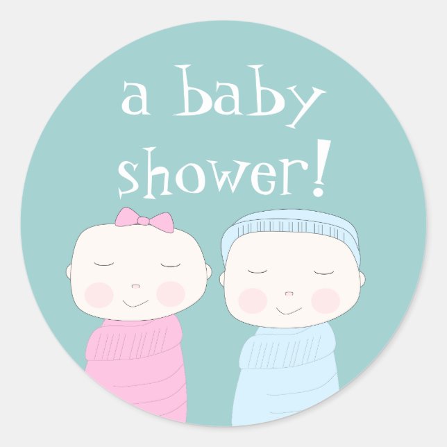 Sticker Rond Double la joie ! Baby shower jumeau (Devant)