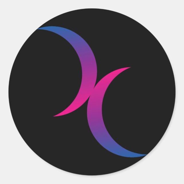 Sticker Rond Double lune bisexuelle (Devant)