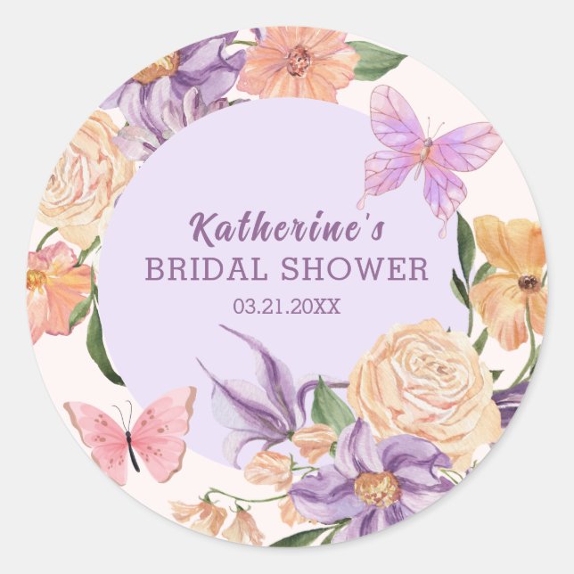 Sticker Rond Douce douche de mariée Fleurs mignonnes me donnent (Devant)