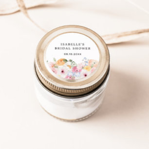 Sticker Rond Douce Fête de Mariage Florale Pastel