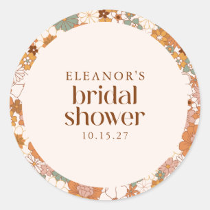 Sticker Rond Douce Fête de Mariage Rétro Personnalisée en Terre