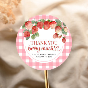 Sticker Rond Douce Fête de Naissance à la Fraise