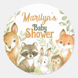 Sticker Rond Douce Fête de Naissance Animaux de Bébé Mignons