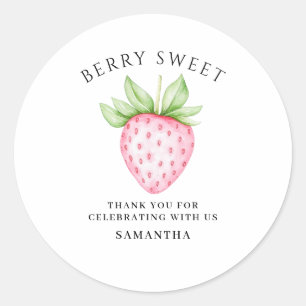 Sticker Rond Douce Fruité Rose Fête de Naissance à l'aquarelle