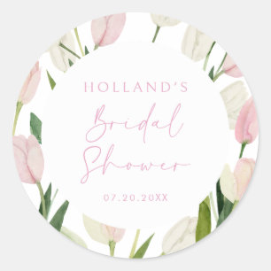Sticker Rond Douce Mariage Fleur de Tulipe Rose