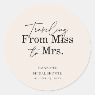 Sticker Rond Douce Mariage Thème Rose Miss to Mrs 