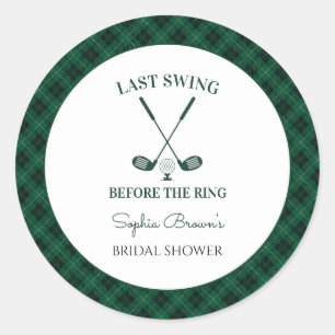 Sticker Rond Douce Mariée Golf Vichy Vert