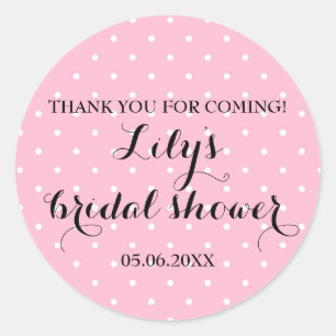 Sticker Rond Douce Merci Cadeaux de Mariage Rose et Points Blan