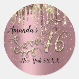 Sticker Rond Douce Parties scintillant 16ème Partie Gold Confet