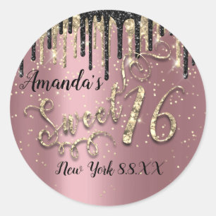 Sticker Rond Douce Parties scintillant 16ème Partie Gold Confet