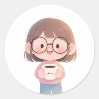 Sticker Rond 👧 douce petite fille