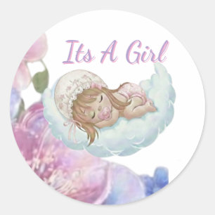Sticker Rond Douce Petite Fille