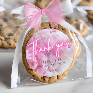 Sticker Rond Douce Rêverie Rose Fleurs de Pivoines Floral Baby 