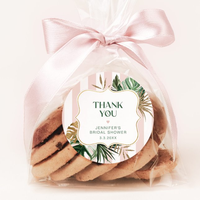 Sticker Rond Douce soirée de mariage tropical avec des rayures  (Créateur téléchargé)