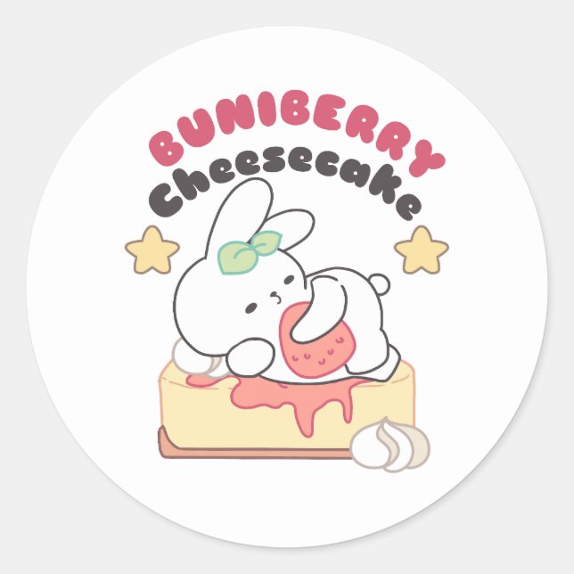 Sticker Rond Douceur : Buniberry Cheesecake Delight (Devant)
