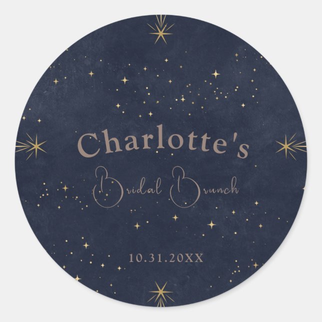 Sticker Rond Douche à brunch pour nuptiale Dark Celestial Sun a (Devant)