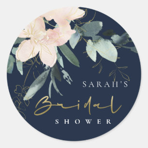 STICKER ROND DOUCHE DE MARIAGE À L'AQUARELLE BOUQUET FLORAL ROS