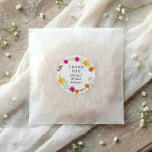 Sticker Rond Douche de Mariée Pamplemousse Rose Orange Citron