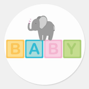 Sticker Rond Douche d'éléphant de bébé