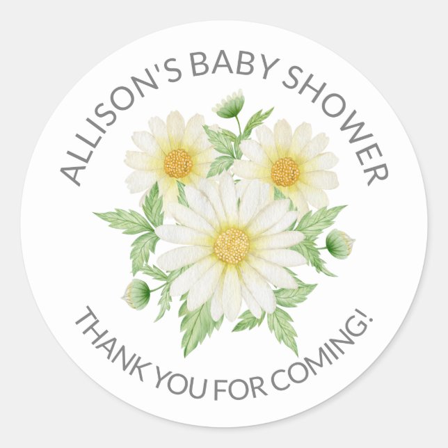 Sticker Rond Douche en Merci de Baby shower Floral Fraîche Fraî (Devant)