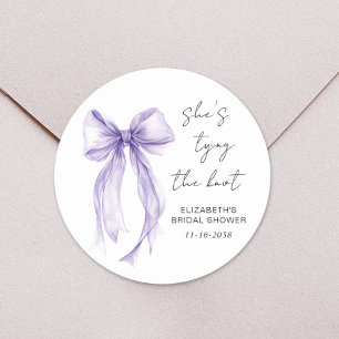 Sticker Rond Douche Mariage Aquarelle Arc-en-ciel Violet Chic